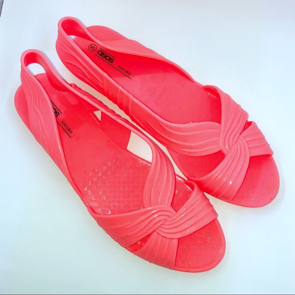 Asos neon coral jelly sandals